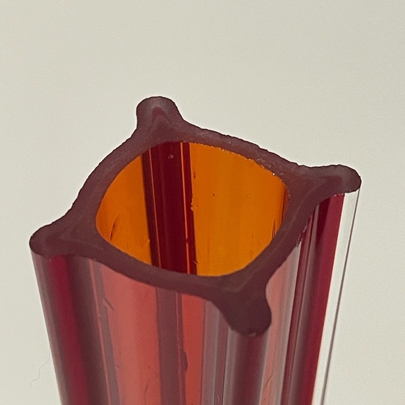 Vintage Mid Century Modern Soliflore Orange Red Amber Glass Bud Vase 10” H - Picture 4 of 6